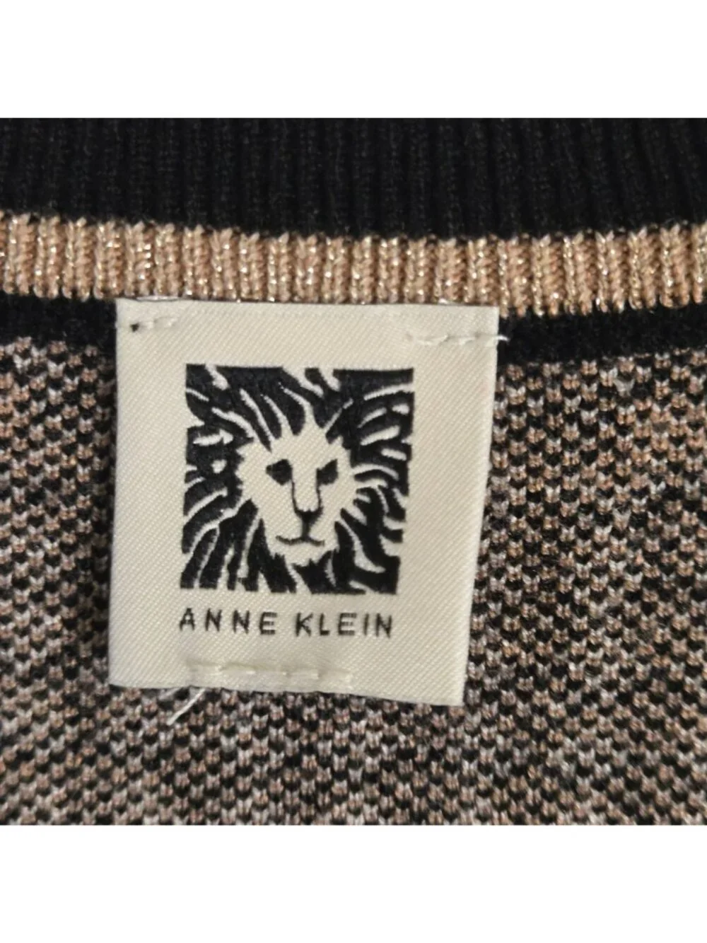 Anne Klein NWOT Long Sleeve Tipped Cardigan Lady Jacket Metallic Trim Size L